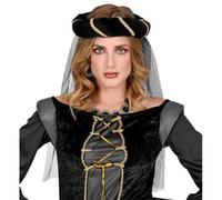 Tambourin médiéval - coiffe moyen-age - noir - instrument de musique