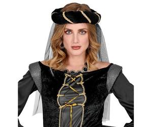 Tambourin médiéval - coiffe moyen-age - noir - instrument de musique