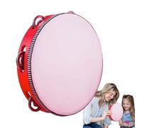 Tambourin musical Tamborine rond à percussion en bois de 20,3 cm, tambour à main en bois avec grelots pour église, karaoké, éducatif musical