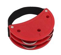 Tambourin Pied en Plastique avec Cloches Métalliques Noires - Instrument de Percussion Compact et Portable pour Musiciens, Chanteurs et Compositeurs (Rouge)