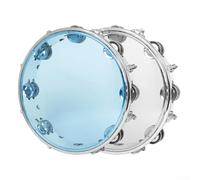 Tambourin portatif de 25,4 cm avec design transparent et jingles en acier inoxydable, idéal pour les expressions rythmiques créatives (cuir bleu)
