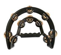 Tambourin pour adultes, percussion de demi-lune avec jingles à double rangée, poignée ergonomique pour tambour, guitare