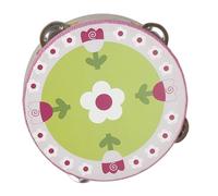 Tambourin pour Enfants, Tambourin en Bois de 5, 8 Pouces pour bébé avec Motif de Fleurs, Tambour à Main Mignon avec grelots en métal pour fête, Jeu Tambours à Main pour Enfants Tambou