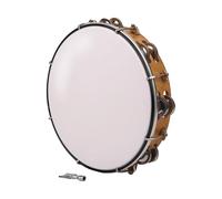 Tambourin rond de 25,4 cm - Cloches de tambour à double rangée en métal - Instrument de percussion portable pour fête - Instrument de musique - Tambourin à main