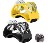 Tambourin sur pied avec cloches, 2 pièces, tambourin musical avec double rangée de cloches pour mains et pieds, accessoire de percussion idéal pour jouer de la guitare, de la batterie et de la musique