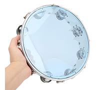 Tambourine, 10 pouces à double rangée réglable jingles tambourine plastique jingles cloches instrument de rythme musical pour la fête de percussion (Bleu)