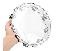 Tambourine, 10 pouces à double rangée réglable jingles tambourine plastique jingles cloches instrument de rythme musical pour la fête de percussion (Couleur transparente)