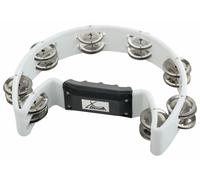 XDRUM Tambourin à main Forme croissant – 16 paires de jingles acier chromé, plastique – blanc