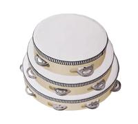 Tambourines Adult Set, Wooden Hand Drum, Percussion Instrument Pack, Three Piece Rhythm Tools for Beginner Festival Performance Education School Music Practice Entertainment 14 cm