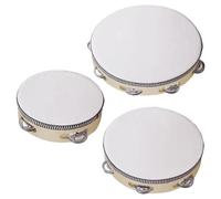 Tambourines for Adults, 3 pièces Hand Drum Set, Wooden Percussion Instruments, Easy-to-Hold Design, Bright Jingles and Smooth Grip, Beginners, Festivals, Performances, School Education