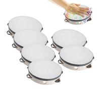 Tambourins pour adultes - Bois 15 cm 6 pièces | Tambourin à main - Instrument de percussion rond | Outil de rythme musical classique pour chorale, salle de te, culte, danse, performance et