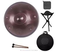 Tambours À Main En Ré Mineur, Instrument De Percussion Handpan 440 Hz/432 Hz, 9/10/12 Notes Tambour En Acier À Tambour Handpan, Pour La Méditation, Le Yoga Et La Guérison Sonore(F,440HZ/12Note)