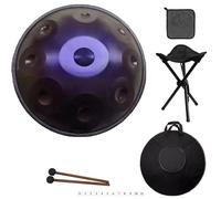 Tambours À Main En Ré Mineur, Instrument De Percussion Handpan 440 Hz/432 Hz, 9/10/12 Notes Tambour En Acier À Tambour Handpan, Pour La Méditation, Le Yoga Et La Guérison Sonore(C,440HZ/10Note)