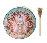 Tambours à main | Instrument chamanique à la main en cuir PU | Tambour de percussion vintage ronde | Ensemble d'outils sonores sibérien Sun Goddess | Tambour bohème spirituel pour adultes, maison, méd