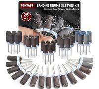 Tambours de Ponçage pour Outil Rotatif Dremel, 25 Pièces Manchons Abrasifs Avec des Tiges de 3 mm, Manchons de Ponçage 180/240/600/1000/1500/2000 Grains pour Le Ponçage Et le Polissage Métallique.