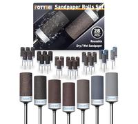 Tambours de Ponçage pour Outil Rotatif Dremel, 28 Pièces Manchons de Ponçage avec Tige de 1/8", Manchons Abrasifs 180/240/320/600/1000/1500/2000 Grains pour Polissage et ponçage du métal