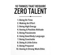 TAMDDBPJD 10 Things That Require Zero Talent Wall-Art, Motivational Poster for Office Inspirational Decor, Unframed Print for Home Classroom Gym Bedroom(Unframed,16x24inch(40x60cm))