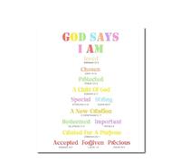 TAMDDBPJD Biblical Identity for - God Says I am Loved Wall-Art, Christian Nursery Decor with Scripture, Motivational Print for Young Believers Room (Unframed,08x12inch(20x30cm))