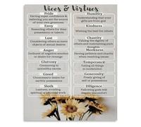 TAMDDBPJD Classical Art 7 Deadly Sins and 7 Virtues Poster for Moral Philosophy and Aesthetic Room Decor(Unframed,16x24inch(40x60cm))