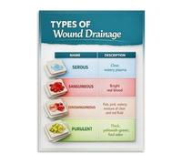 TAMDDBPJD Clinical Nursing Poster Wound Care Guide Terminology and Drainage Types Educational Canvas Wall-Art for Healthcare Classroom Decor(Framed,12x18inch(30x45cm))
