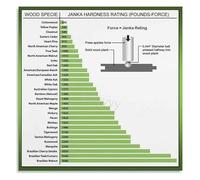 TAMDDBPJD Comparative Wood Hardness Chart Janka Rating Canvas Wall-Art Poster for DIY Enthusiasts Room Decor(Unframed,08x12inch(20x30cm))