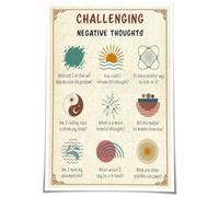 TAMDDBPJD Mental Health Awareness, Challenging Negative Thoughts Quote for Psychology Office Decor, Calming Bathroom and Bedroom Wall-Art(Framed,08x12inch(20x30cm))