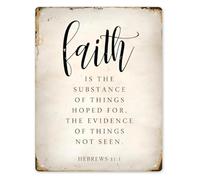 TAMDDBPJD Now Faith Is the Substance Hebrews 11:1 Metal Tin Sign 8 X 12 in Vintage Scripture Plaque for Prayer Room Den