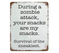 TAMDDBPJD Quirky Snack Lover Metal Tin Sign I Survived the Zombie Apocalypse All I Got Was This Snack Habit 8 X 12 in