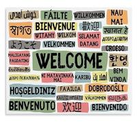 TAMDDBPJD Welcome in Different Languages Educational Multilingual Canvas Poster Wall-Art for Decor and Language Lovers(Framed,12x18inch(30x45cm))