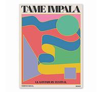 Tame Impala À Glastonbury Gig Affiche Vintage Coloré Toile Peinture Rétro Mur Photos pour Salon Décor À La Maison 21x30 cm Sans Cadre