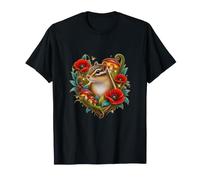 Tamias avec Coquelicots Rouges et Champignons des Bois T-Shirt