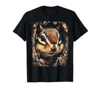 Tamias coloré Animal de la forêt d'automne Animaux Automne T-Shirt, Homme, Noir, S