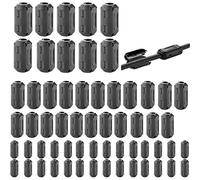 Tamicy Lot de 60 Clips en ferrite avec Anneau de ferrite RFI EMI pour câble d'alimentation de 3 mm/5 mm/7 mm/9 mm/13 mm de diamètre (Noir)