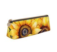 Tamiger Belle trousse à crayons en cuir lisse avec fermeture éclair et imprimé tournesol