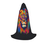 Tamiger Cape à capuche avec imprimé lion coloré pour carnaval, festival, événements en plein air