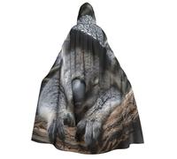 Tamiger Cape à capuche imprimée koala endormi pour adulte, accessoire de cosplay, fête, carnaval, bal masqué, festival