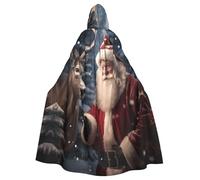 Tamiger Cape à capuche imprimée Père Noël pour cosplay, carnaval, fête de vampire, événements à thème
