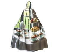 Tamiger Cape à capuche imprimée thé de l'après-midi pour cosplay, carnaval, fête de vampire, événements à thème