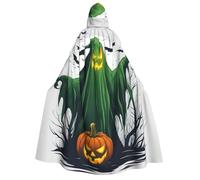 Tamiger Cape à capuche pour adulte avec imprimé citrouille - Fantôme vert - Accessoire de déguisement pour fête, carnaval, bal masqué, festival