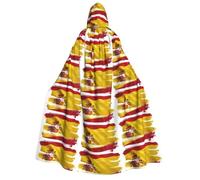 Tamiger Cape à capuche pour adulte avec imprimé drapeau espagnol - Accessoire de déguisement pour fête, carnaval, bal masqué, festival