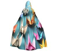 Tamiger Cape à capuche pour adulte avec imprimé grue en papier origami, accessoire de cosplay, fête, carnaval, bal masqué, festival