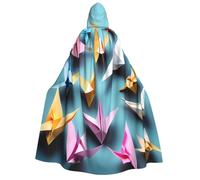 Tamiger Cape à capuche pour adulte avec imprimé grues en papier origami, accessoire de cosplay, fête, carnaval, bal masqué, festival
