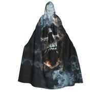 Tamiger Cape à capuche pour adulte avec imprimé tête de mort fantôme d'horreur, accessoire de cosplay, fête, carnaval, bal masqué, festival