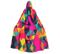 Tamiger Cape à capuche pour adulte avec imprimé triangle coloré - Accessoire de déguisement pour fête, carnaval, bal masqué, festival