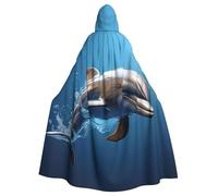 Tamiger Cape à capuche unique avec imprimé dauphin en 3D pour cosplay, carnaval, fête de vampire, événements à thème