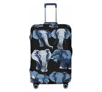 Tamiger Housse de protection élastique universelle pour valise, accessoire de voyage, motif éléphant, bleu et noir, Noir , M, Bagage à main