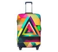 Tamiger Housse de protection élastique universelle pour valise, accessoire de voyage, motif triangle coloré imprimé, Noir , L, Bagage à main