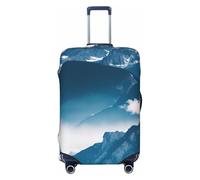 Tamiger Housse de protection élastique universelle pour valise, accessoire de voyage, paysage avec imprimé montagnes, Noir , XL, Bagage à main