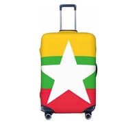 Tamiger Housse de protection universelle pour bagages avec motif drapeau de la Birmanie - Housse de protection élastique lavable pour bagage de voyage, Noir , L