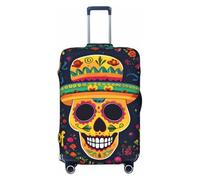 Tamiger Housse de protection universelle pour bagages de voyage Motif têtes de mort et fleurs colorées, Noir , L